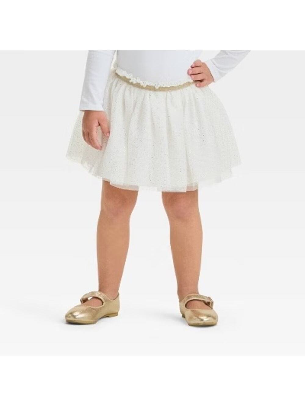Cat & Jack NWT Toddler Girls' Cream Gold Tutu with Gold Flecks 3T